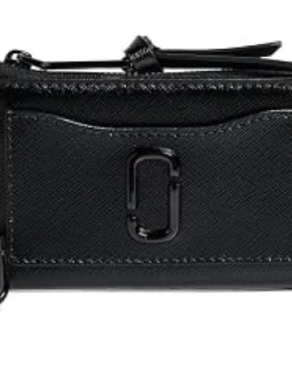 Marc Jacobs Black Saffiano Leather Zip Card Holder with Double J Logo